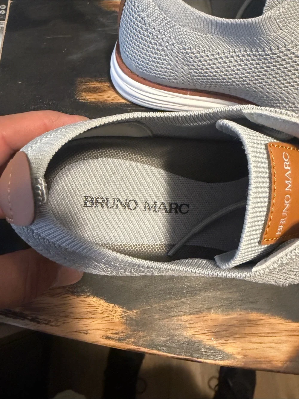 BrunoMarc Light Gray Knit Lace-Up Men's Casual Shoes 8.5
